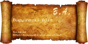 Bugyinszki Aliz névjegykártya